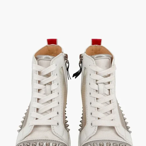 Christian Louboutin Sosoxy Spike Donna Sneakers Size 37 US 7 Mesh High Top White